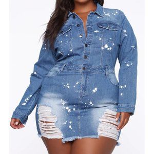 *NWT* Wms. Sz. 2X Distressed Denim Mini Dress